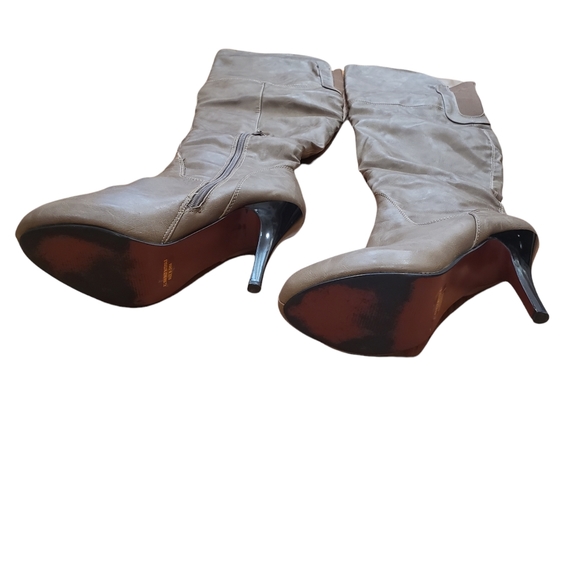 Thigh High Heel Boots Taupe Size 8.5 - Picture 8 of 8